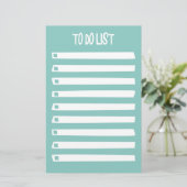 Turquoise Blue White Simple Girly om lijst te doen Briefpapier (Staand voorkant)