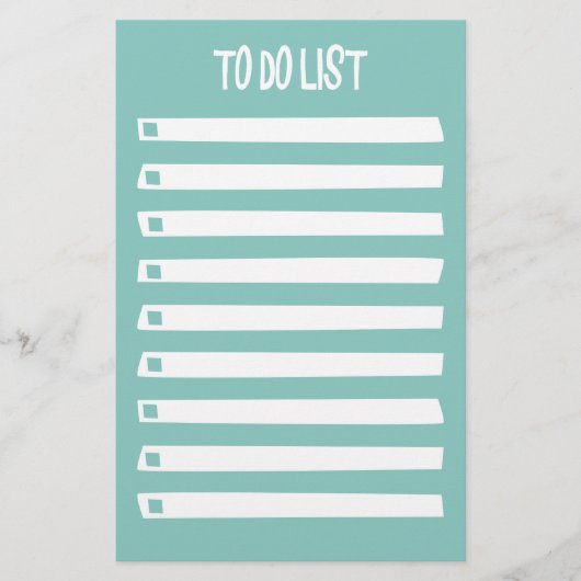 Turquoise Blue White Simple Girly om lijst te doen Briefpapier (Voorkant)
