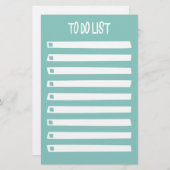 Turquoise Blue White Simple Girly om lijst te doen Briefpapier (Voorkant / Achterkant)