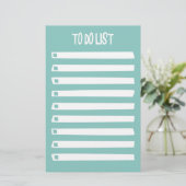 Turquoise Blue White Simple Girly om lijst te doen Briefpapier (Staand voorkant)