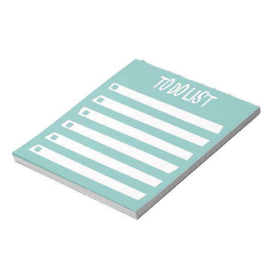 Turquoise Blue White Simple Girly om lijst te doen Notitieblok (Linkerzijde)