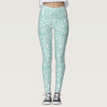 Turquoise Blue & White Whimsical Pattern Leggings<br><div class="desc">Leggings</div>