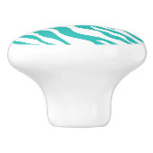 Turquoise Blue White Zebra Leopard Skin Monogram Keramische Knop (Zijkant)