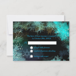 Turquoise Blue Winter Forest Wedding RSVP Card
