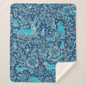 Turquoise & Blue Woodland Animal Tapestry Pattern Sherpa Deken (Voorkant)