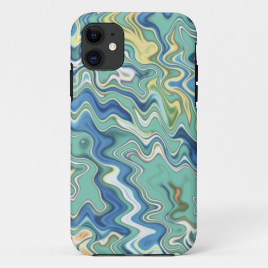 Turquoise Blue Yellow Chic Unique Pattern Case-Mate iPhone Case (Achterkant)