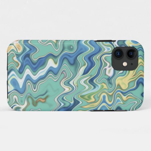 Turquoise Blue Yellow Chic Unique Pattern Case-Mate iPhone Case (Achterkant (horizontaal))
