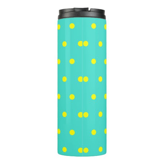 Turquoise Blue Yellow Polka Dots Thermosbeker (Achterkant)
