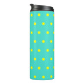 Turquoise Blue Yellow Polka Dots Thermosbeker (Geroteerd rechts)