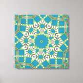 Turquoise Blue Zebra Green Kaleidoscope Pattern Canvas Afdruk (Voorkant)