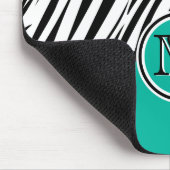 Turquoise Blue Zebra Monogram Patroon Muismat (Hoek)