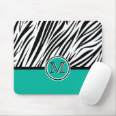 Turquoise Blue Zebra Monogram Patroon Muismat (Met muis)