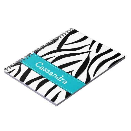 Turquoise Blue Zebra Skin Print Notebook Journal Notitieboek (Linkerzijde)