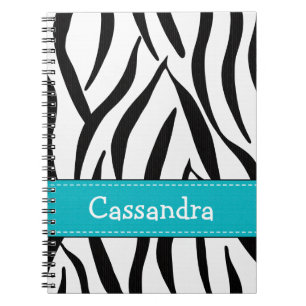 Turquoise Blue Zebra Skin Print Notebook Journal Notitieboek