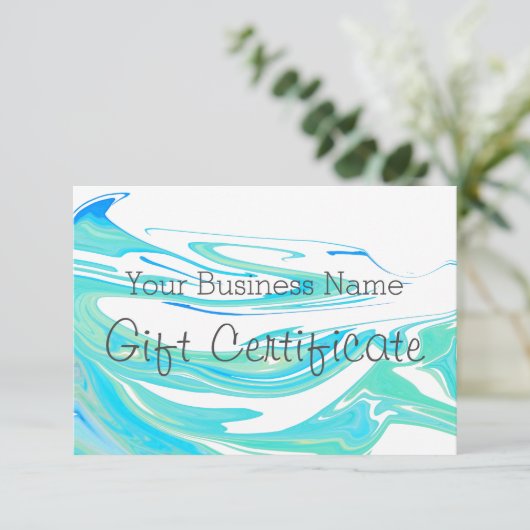 Turquoise Blue Zee Swirl Cadeaubon (Staand voorkant)