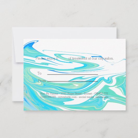Turquoise Blue Zee Swirl Cadeaubon (Achterkant)