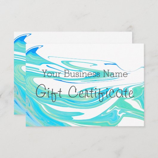 Turquoise Blue Zee Swirl Cadeaubon (Voorkant / Achterkant)