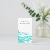 Turquoise Blue Zee Swirl Visitekaartje (Staand voorkant)