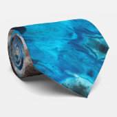 Turquoise Blue, zwart, White Paint Splatter Stropdas (Opgerold)