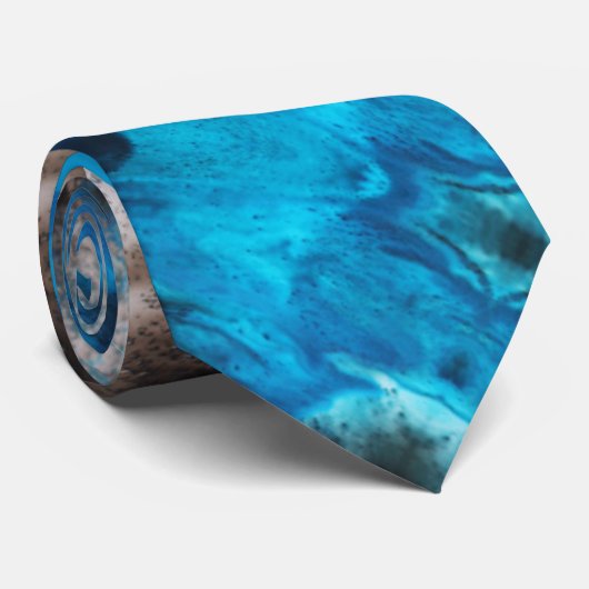 Turquoise Blue, zwart, White Paint Splatter Stropdas (Opgerold)