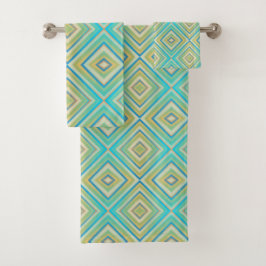 Turquoise Blues Alternative Diamond Pattern Bad Handdoek