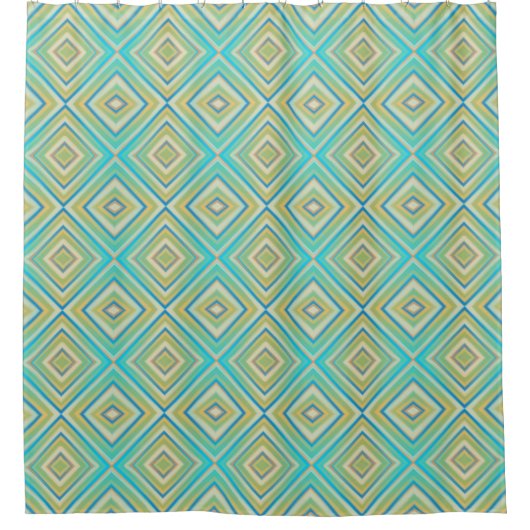 Turquoise Blues Alternative Diamond Pattern Douchegordijn (Voorkant)