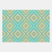 Turquoise Blues Alternative Diamond Pattern Inpakpapier Vel (Voorkant 3)