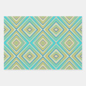 Turquoise Blues Alternative Diamond Pattern Inpakpapier Vel (Voorkant)