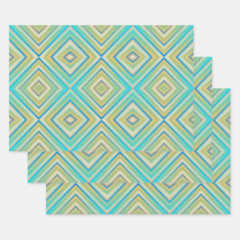 Turquoise Blues Alternative Diamond Pattern Inpakpapier Vel