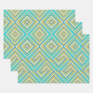 Turquoise Blues Alternative Diamond Pattern Inpakpapier Vel