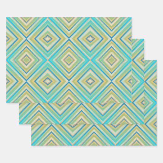 Turquoise Blues Alternative Diamond Pattern Inpakpapier Vel (Set)