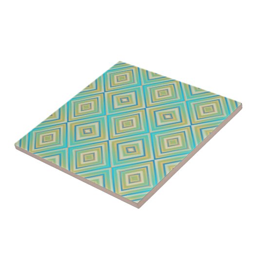 Turquoise Blues Alternative Diamond Pattern Tegeltje (Zijkant)