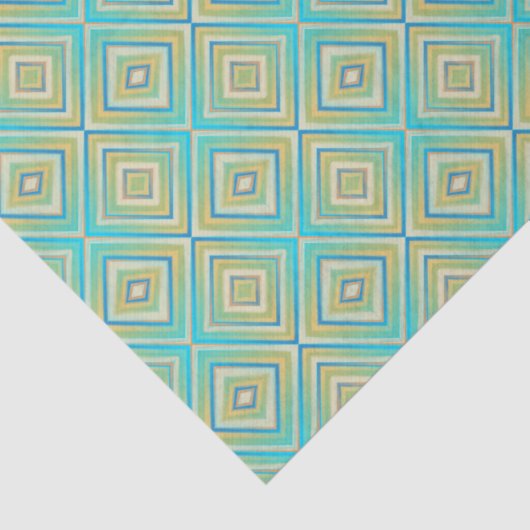 Turquoise Blues Alternative Diamond Pattern Tissuepapier (Detail)
