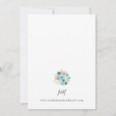 Turquoise & Blush Pink Floral Wedding 2 Kaart (Achterkant)