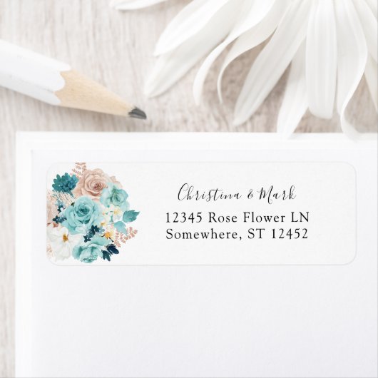 Turquoise & Blush Pink Return Address Label (Insitu)