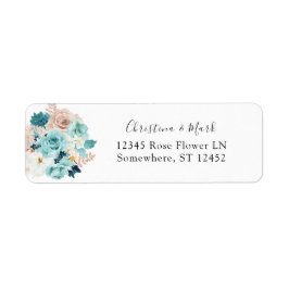 Turquoise & Blush Pink Return Address Label