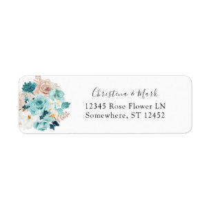 Turquoise & Blush Pink Return Address Label