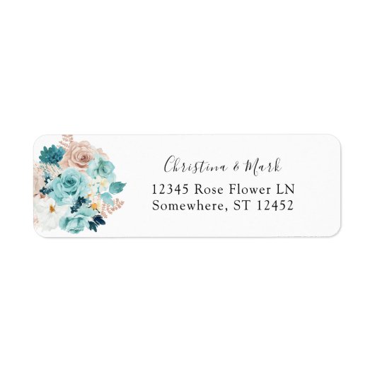 Turquoise & Blush Pink Return Address Label (Voorkant)