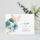 Turquoise & Blush Pink w Meal RSVP 2 (Staand voorkant)