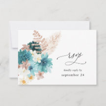 Turquoise & Blush Pink w Meal RSVP 2