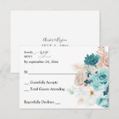Turquoise & Blush Roze no Meal RSVP (Voorkant / Achterkant)