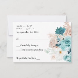 Turquoise & Blush Roze no Meal RSVP