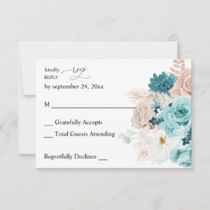 Turquoise & Blush Roze no Meal RSVP