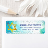 Turquoise B'nai Mitzvah Waterverf Retouradres Etiket (Insitu)