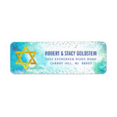 Turquoise B'nai Mitzvah Waterverf Retouradres Etiket (Voorkant)