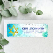 Turquoise B'nai Mitzvah Waterverf Retouradres Etiket