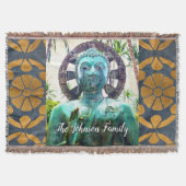 Turquoise Boeddha beeld Foto Vrede Quote Naam Deken (Voorkant)