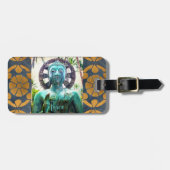 Turquoise Boeddha Foto Vrede Quote Antiek Mozaïek Bagagelabel (Voorkant horizontaal)