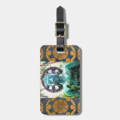 Turquoise Boeddha Foto Vrede Quote Antiek Mozaïek Bagagelabel (Voorkant verticaal)