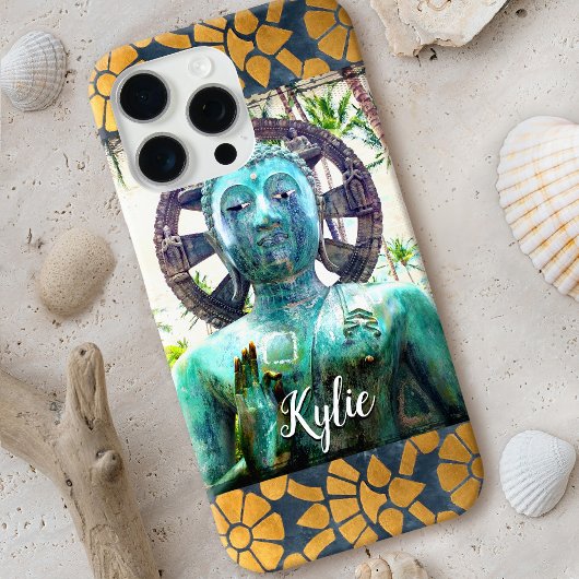 Turquoise Boeddha Goud Blauw Mozaïek Tegel Naam Ve Case-Mate iPhone Case